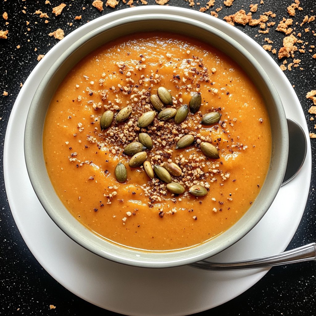 Kürbissuppe mit gerösteten Kernen