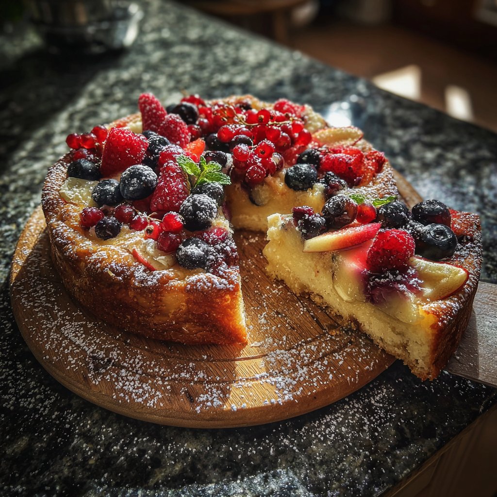 Blechkuchen mit Früchten der Saison