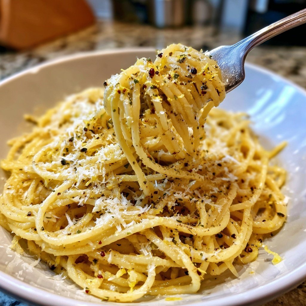 Spaghetti mit Zitronenschale und Parmesan