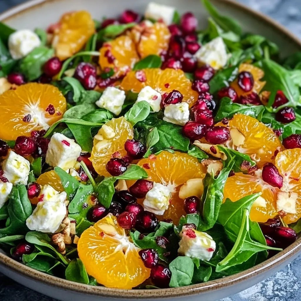 Winterlicher Salat mit Mandarinen, Granatapfel und Feta