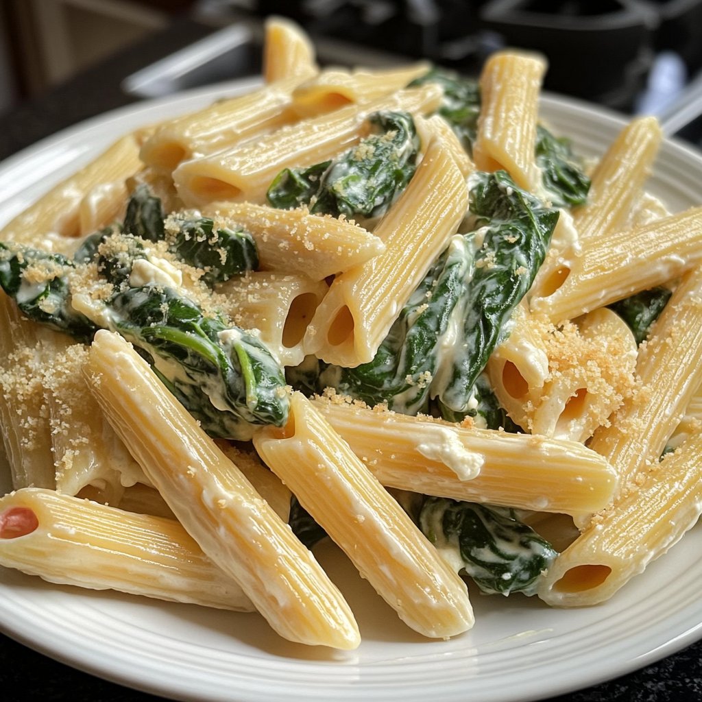 Penne mit Spinat und Ricotta