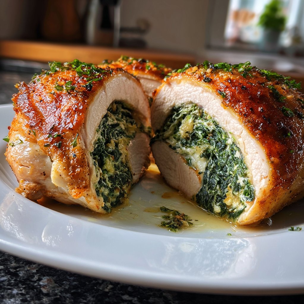 Gefüllte Hähnchenbrust mit Spinat