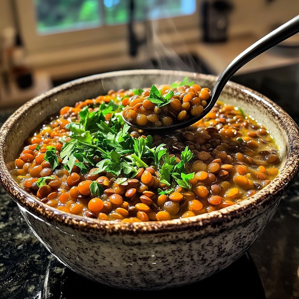 Linsensuppe mit Petersilie