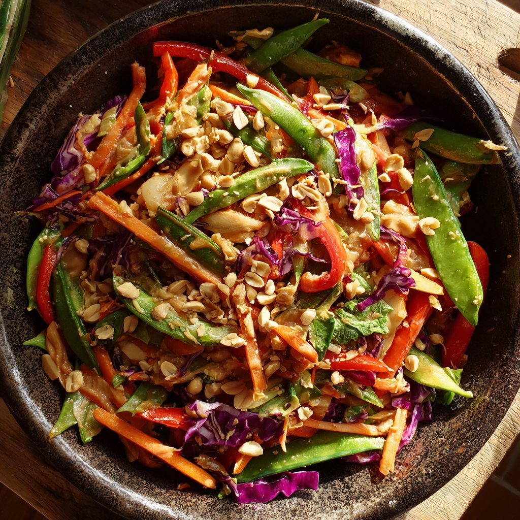 Asiatische Gemüsepfanne mit Erdnuss
